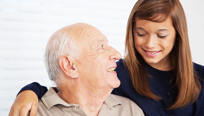 Nake teen girl with grand father