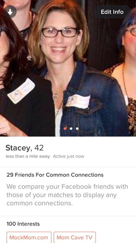 Profile picture on Stacey Gills' Tinder profile