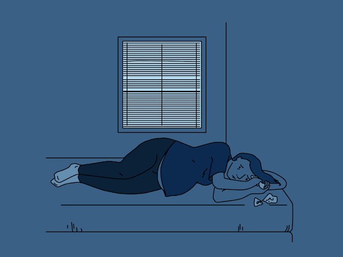 An illustration of a woman experiencing postpartum depression