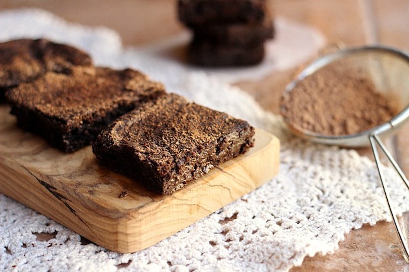 black bean brownies displayed on a wooden cutting board