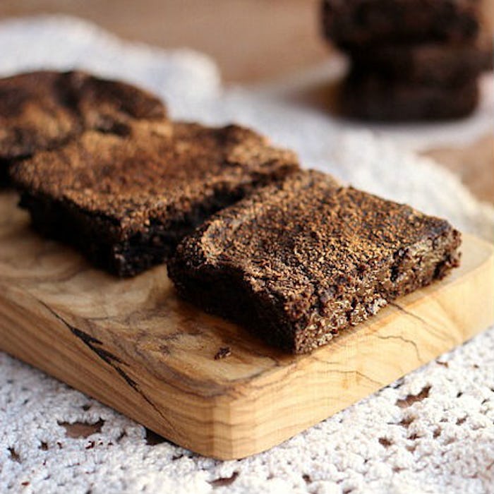 Brownies on a wooden cutting board