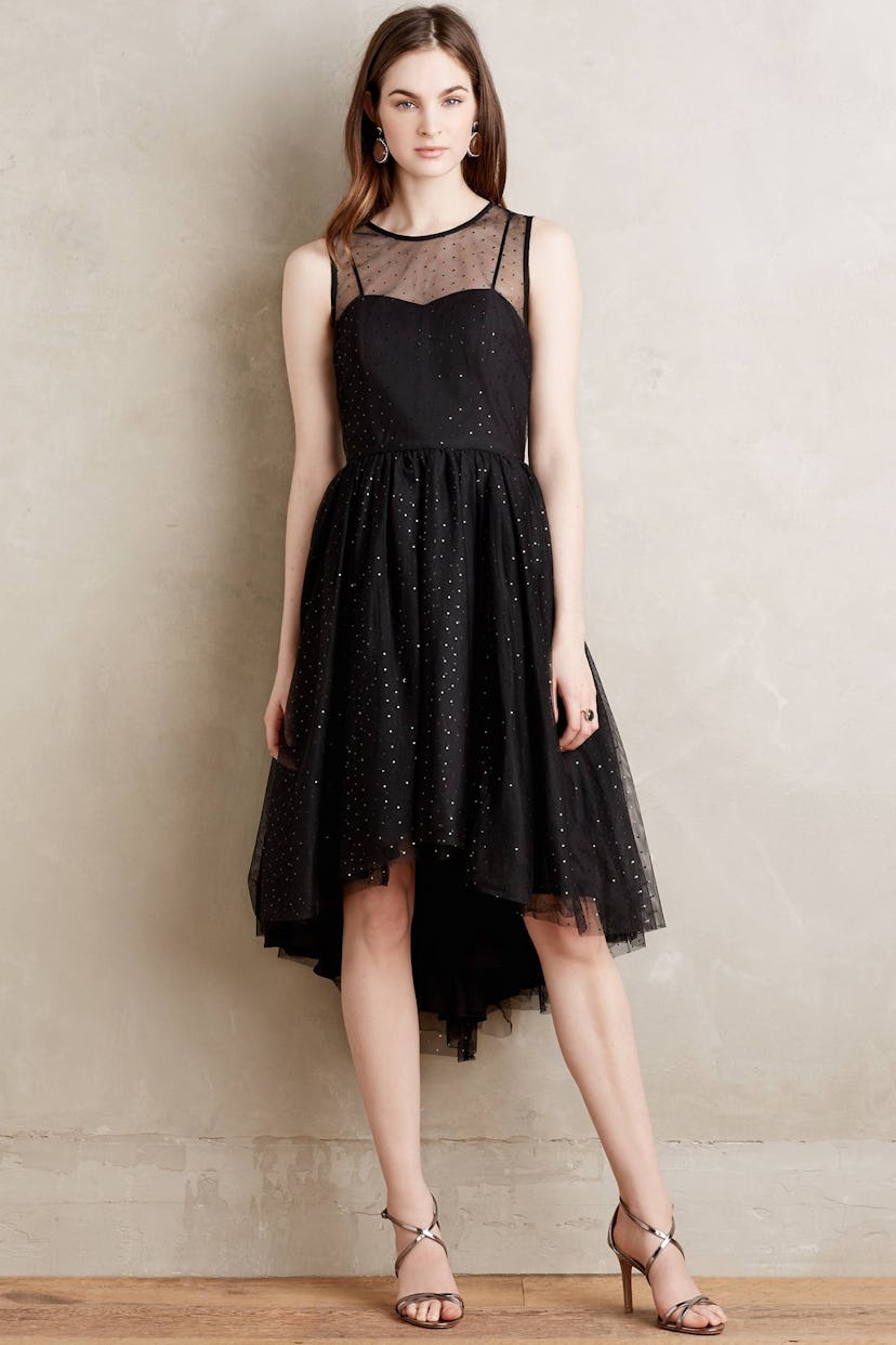A girl in a black tulle number dress