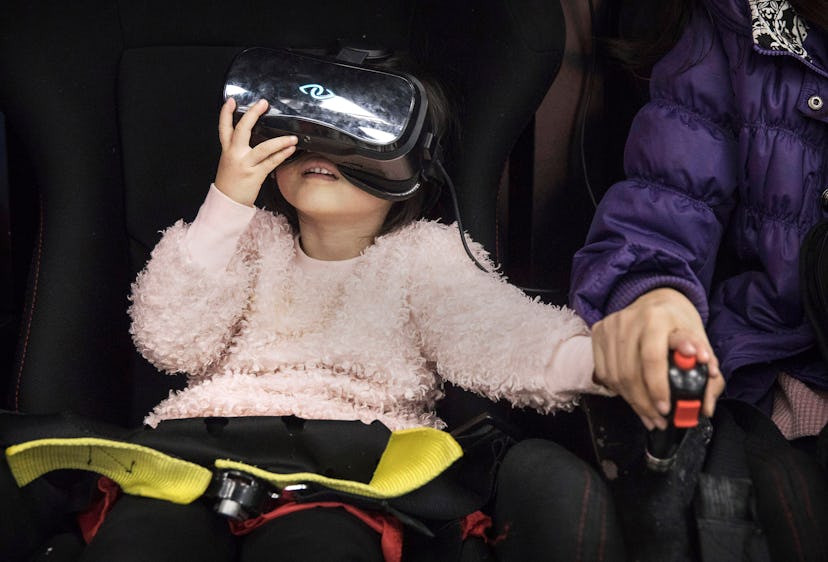 A boy having a virtual reality experience