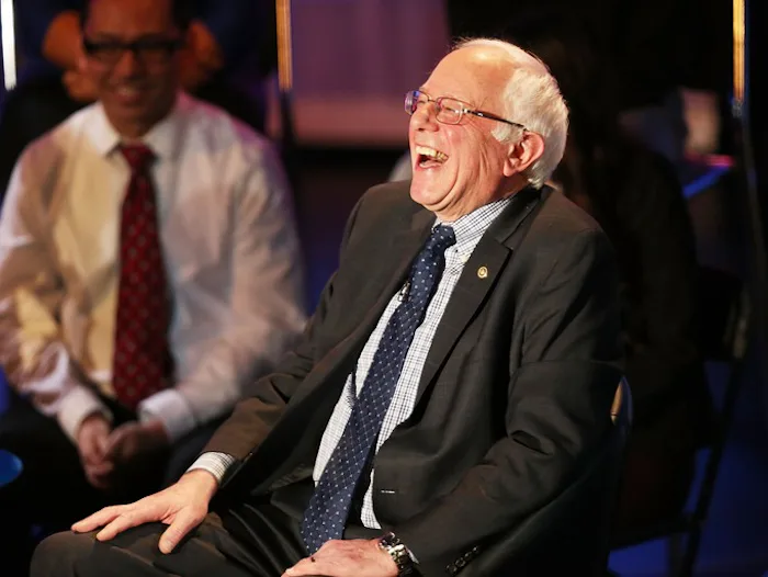 Bernie Sanders laughing