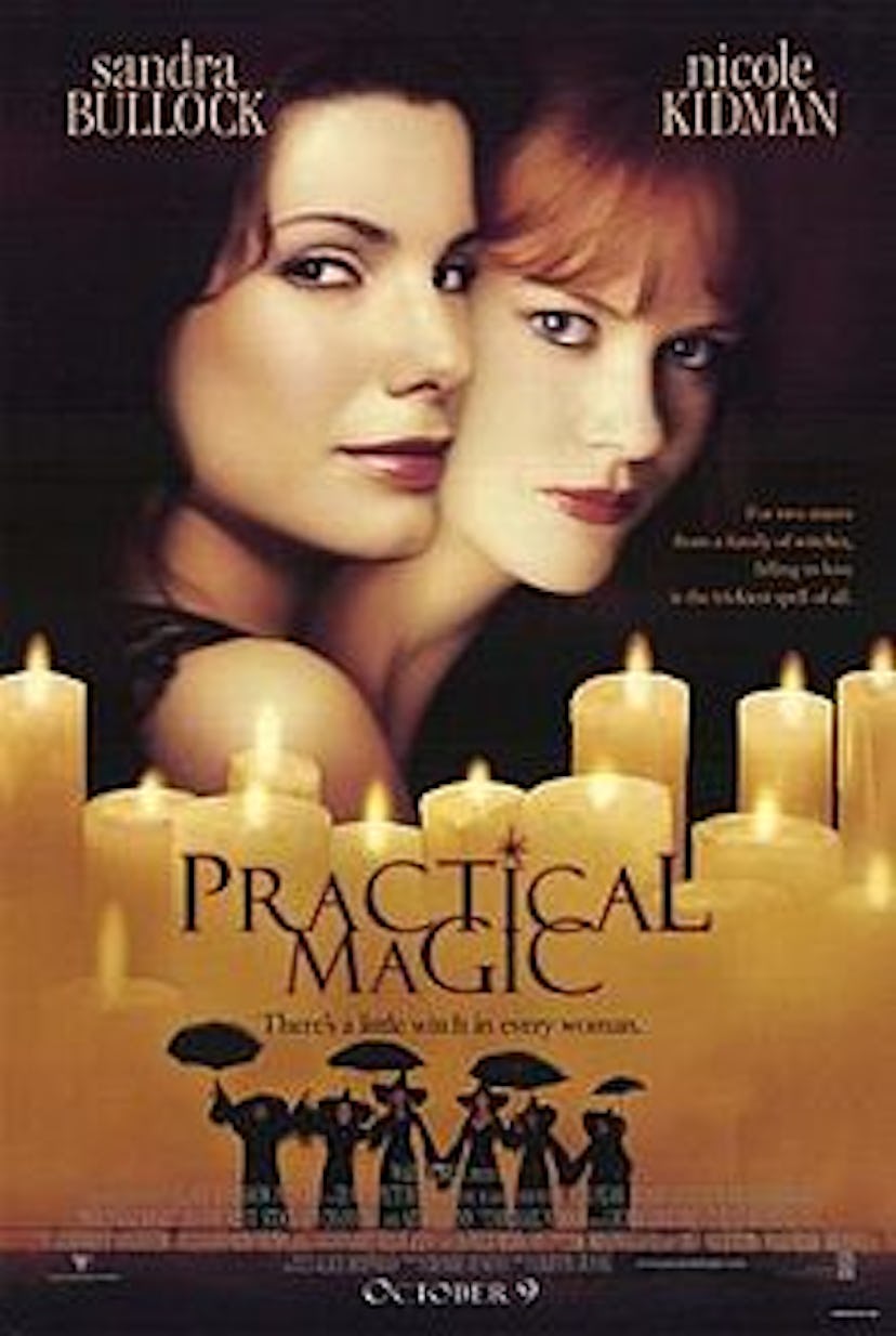 Practical Magic movie poster with Sandra Bullock and Nicole Kidman as main actors
