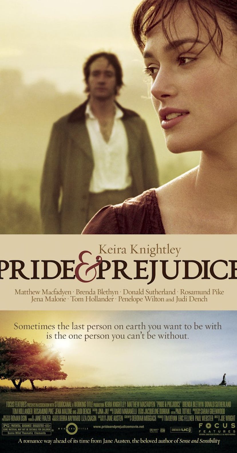Keira Knightley as the main actress in the Pride & Prejudice romance movie