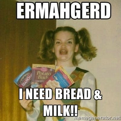 The Best Bread & Milk Memes About Storm Jonas Show People Aren't