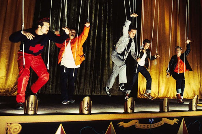 A screenshot from *NSYNC's music video for the song 'Bye Bye Bye'