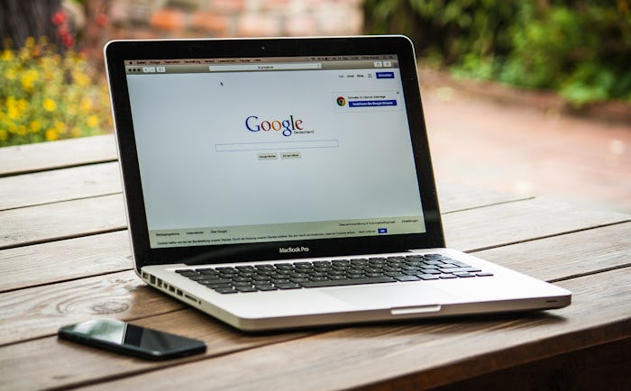 Google app opened on a laptop