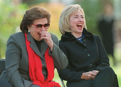 Hillary Clinton laughs with her mother Dorothy Rodham