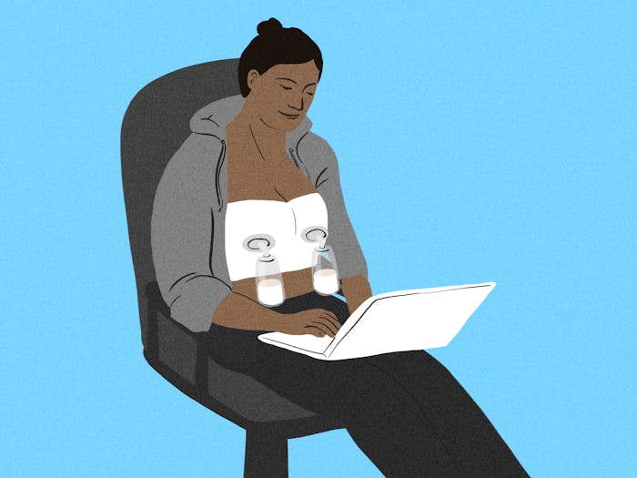 a woman pumping breastmilk in an article about how long after pumping can i breastfeed