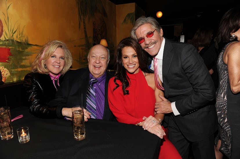 Elizabeth and Roger Ailes, Erica and Geraldo Rivera in a bar