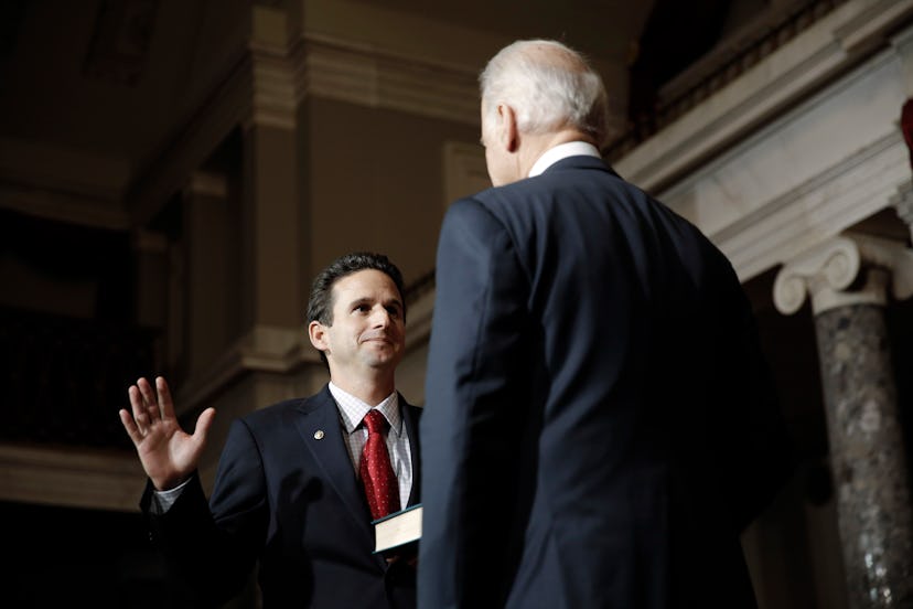 Vice President Joe Biden administering the oath of office to Brian Schatz