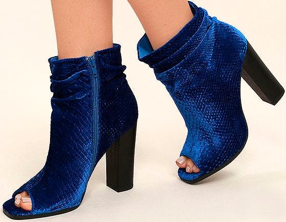 Navy velvet ankle outlet boots