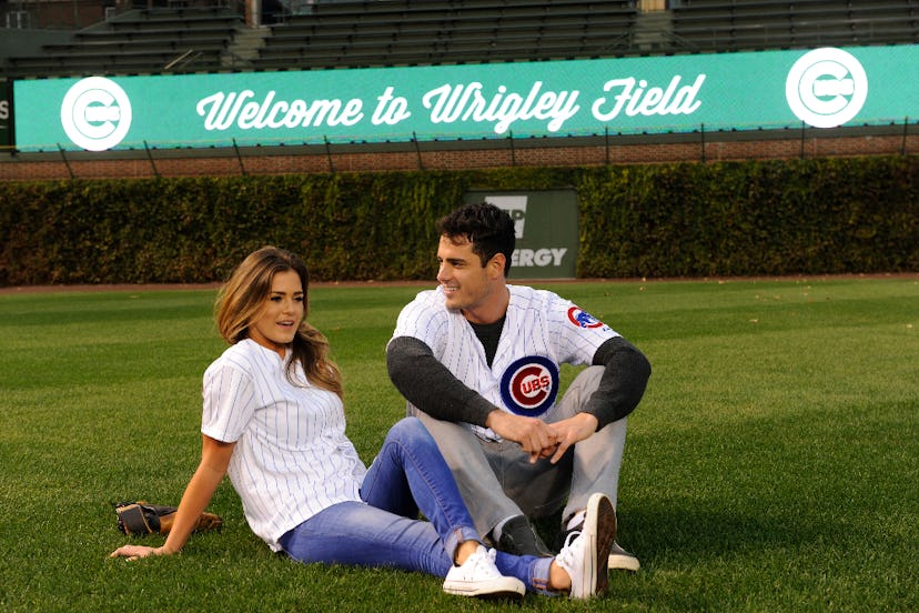 JoJo and Ben were seen wearing "Mr. and Mrs. Higgins" Chicago Cubs personalized jerseys at Wrigley F...