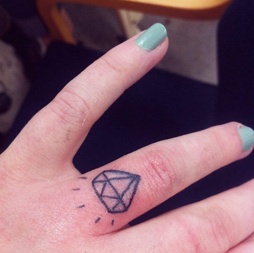 Diamond Tattoo on Ring Finger: A Sparkling Choice