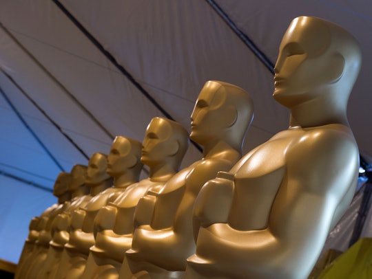 The Oscar statues placed in a line