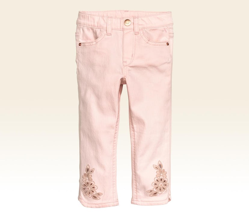 H&M pink floral ankle length treggings 