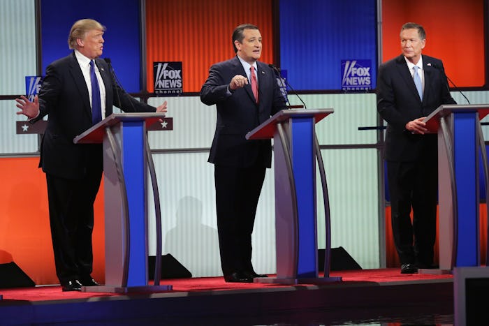 Donald Trump, Ted Cruz, and Marco Rubio at the GOP debate