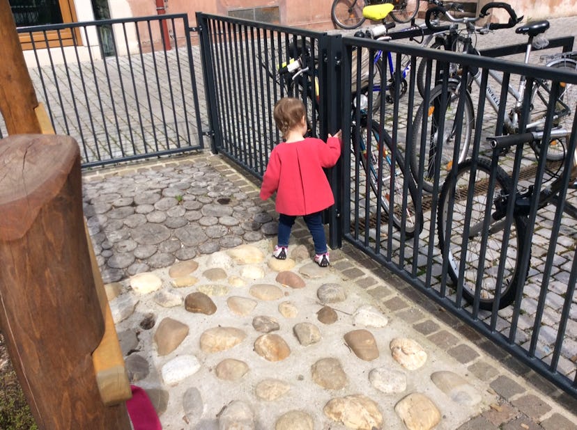 Toddler walking on her own 
