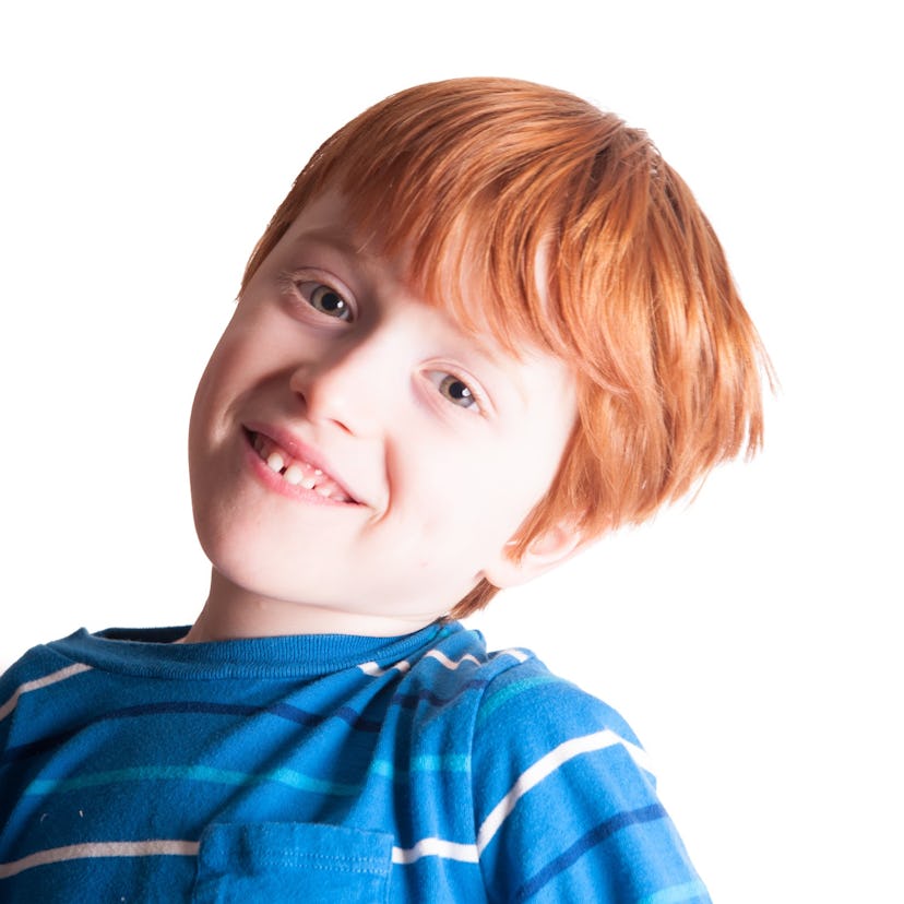 Portrait of a ginger toddler boy
