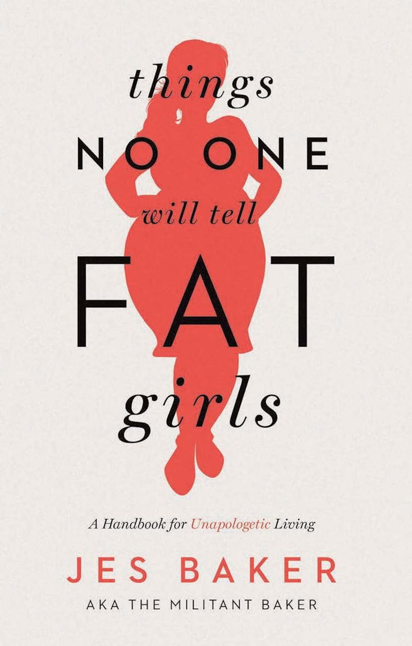 The text "Things no one will tell far girls" on the background that shows an illustration of a fat g...