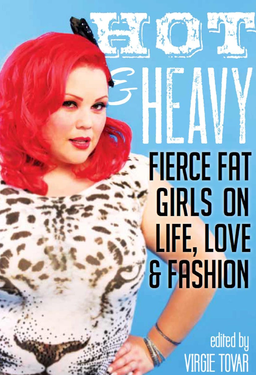 "Hot & Heavy" book cover showing a red head girl posing, that speaks about fierce fat girls on life,...