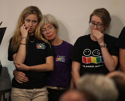 Three worried ladies after the mass shooting in Orlando