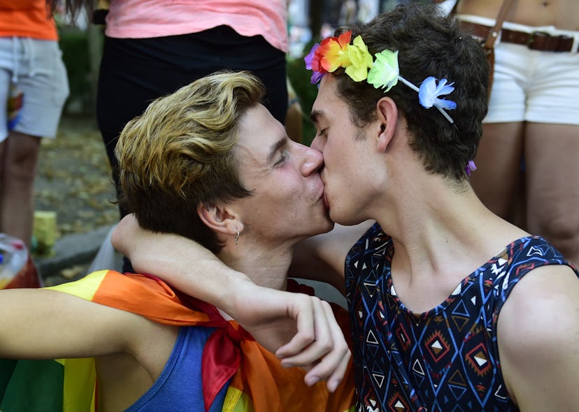 gay couple kissing, lgbtq+ pride month poems 