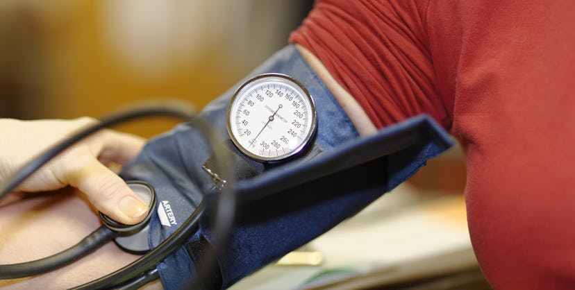 A person getting their blood pressure measured