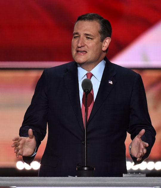 Ted Cruz during his speech in a formal suit
