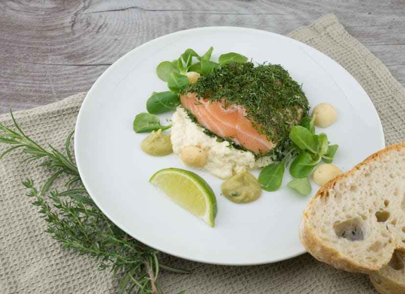 Anti-Inflammatory Diet of mashed potatoes and salmon