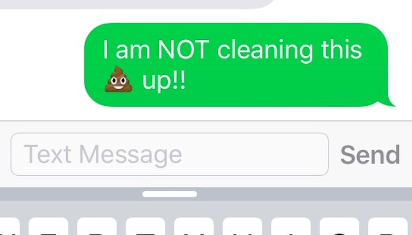 Screenshot from the conversation that says "I am not cleaning this shit up."