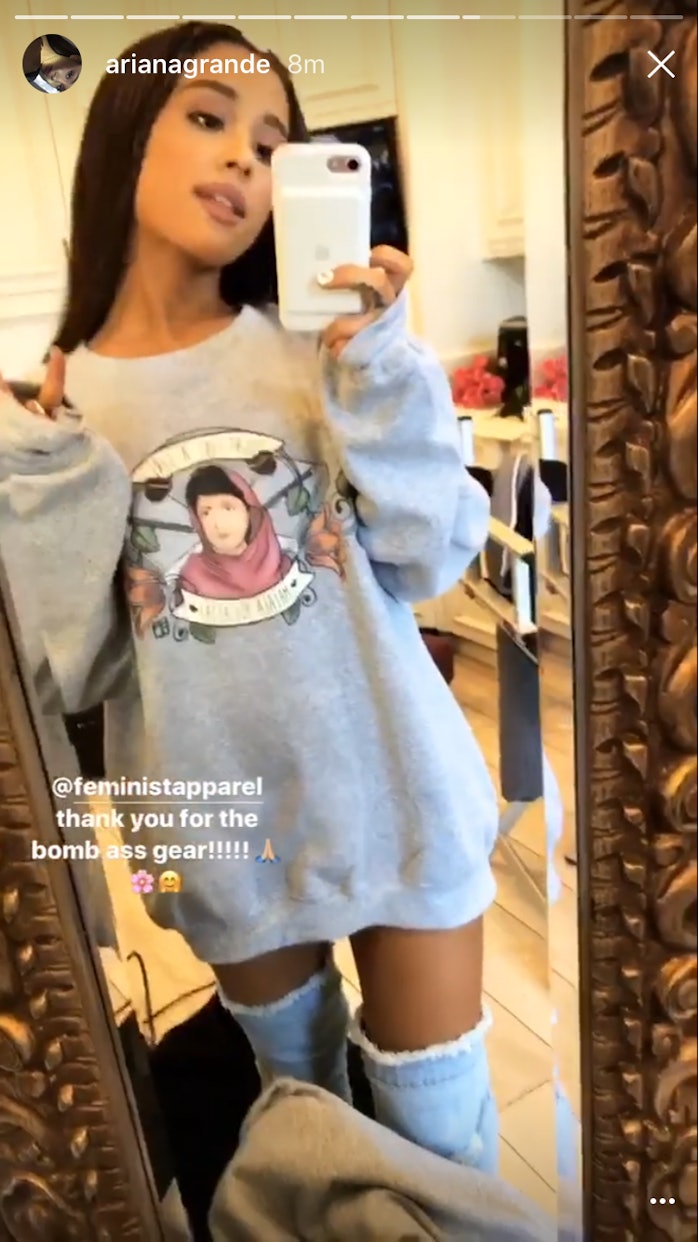 Where To Buy Ariana Grandes “fight Like A Girl” Sweatshirt Featuring A