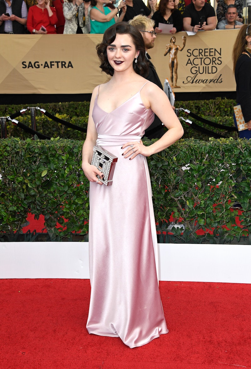 Sophie Turner Wears a Red Dress With a High Slit to the 2017 SAG Awards Red  Carpet
