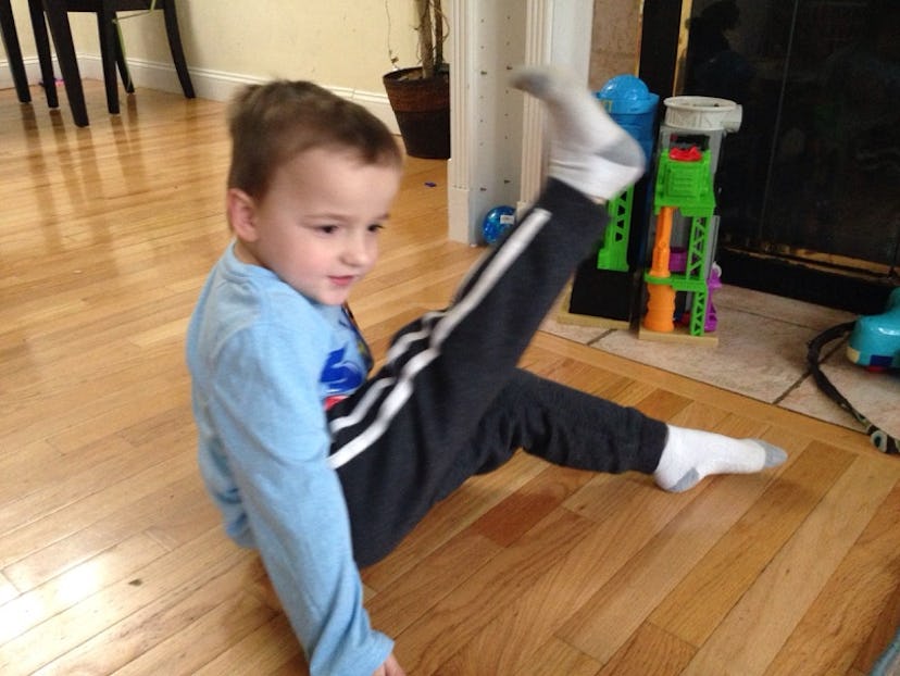 A boy doing yoga