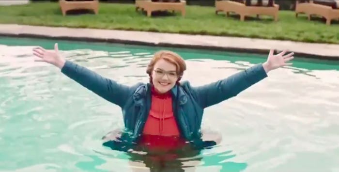 Barb from Stranger Things in the Golden Globes cold open with her fully clothed in a pool