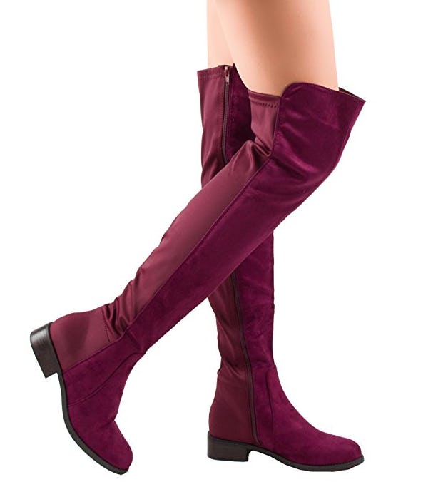 flat over the knee boots lace up back