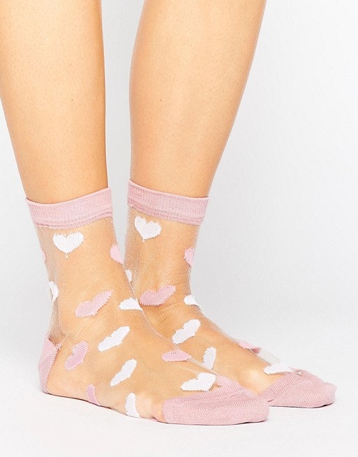 Pink dots embelished socks