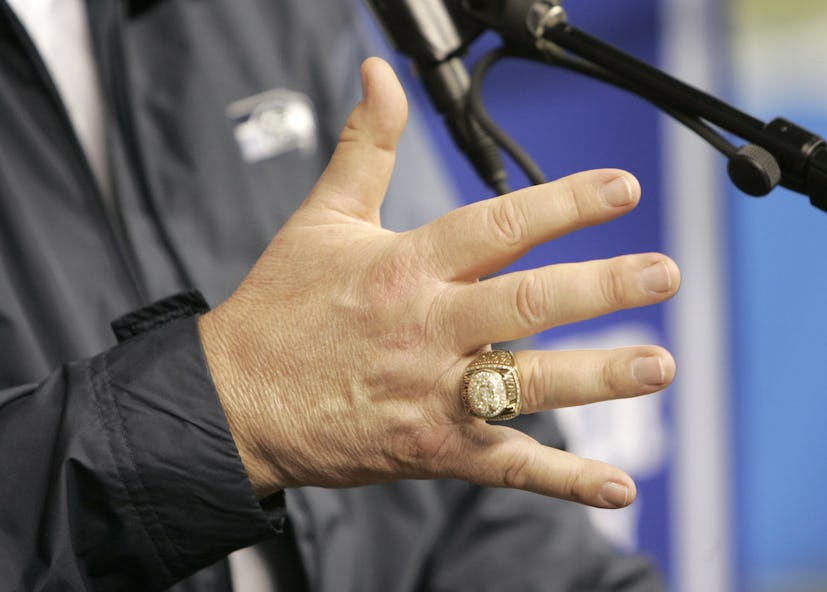 Super Bowl ring on a male hand