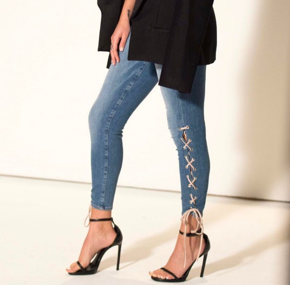 good american lace up jeans