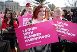 Women protesting in support of Planned Parenthood