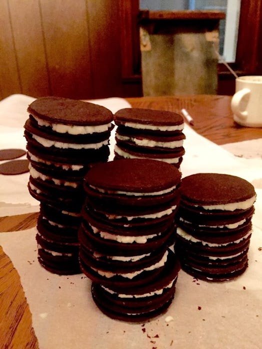 A stack of homemade Oreos