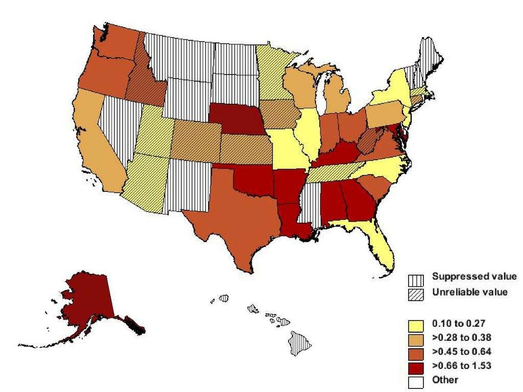 This Map Of SIDS Cases Across The US Shows Where Rates Are Highest