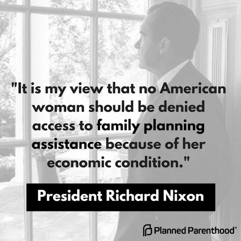 A quote by president Richard Nixon where he is visible in its background
