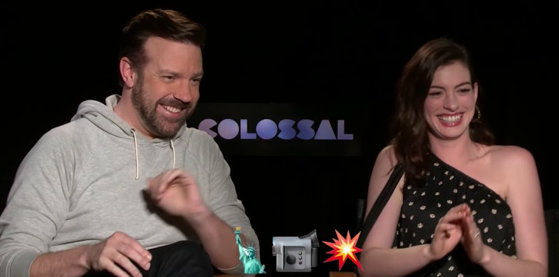 Watch Anne Hathaway Jason Sudeikis Decode Monster Movie Emoji Riddles Exclusive Video