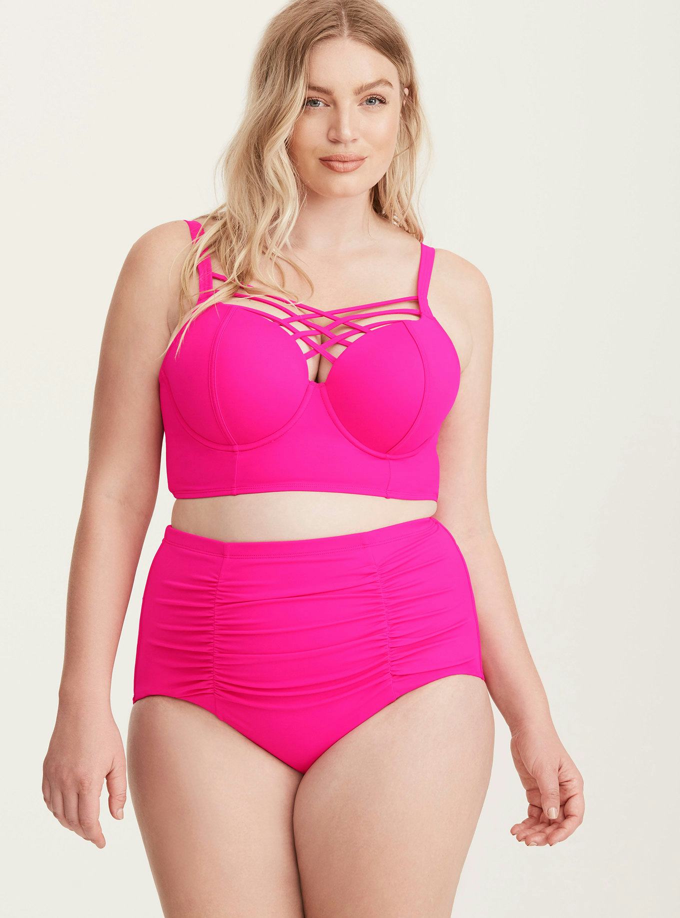 pink plus size bathing suit