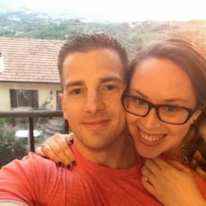 Stephanie Baroni Cook poses for a selfie with her husband