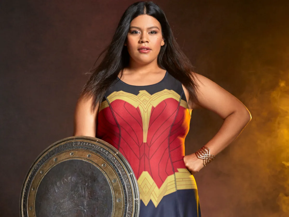 her universe wonder woman lasso skater dress Torrid Her Universe Wonder Woman Lasso Black & Gold Skater Dress Size 22 NWT