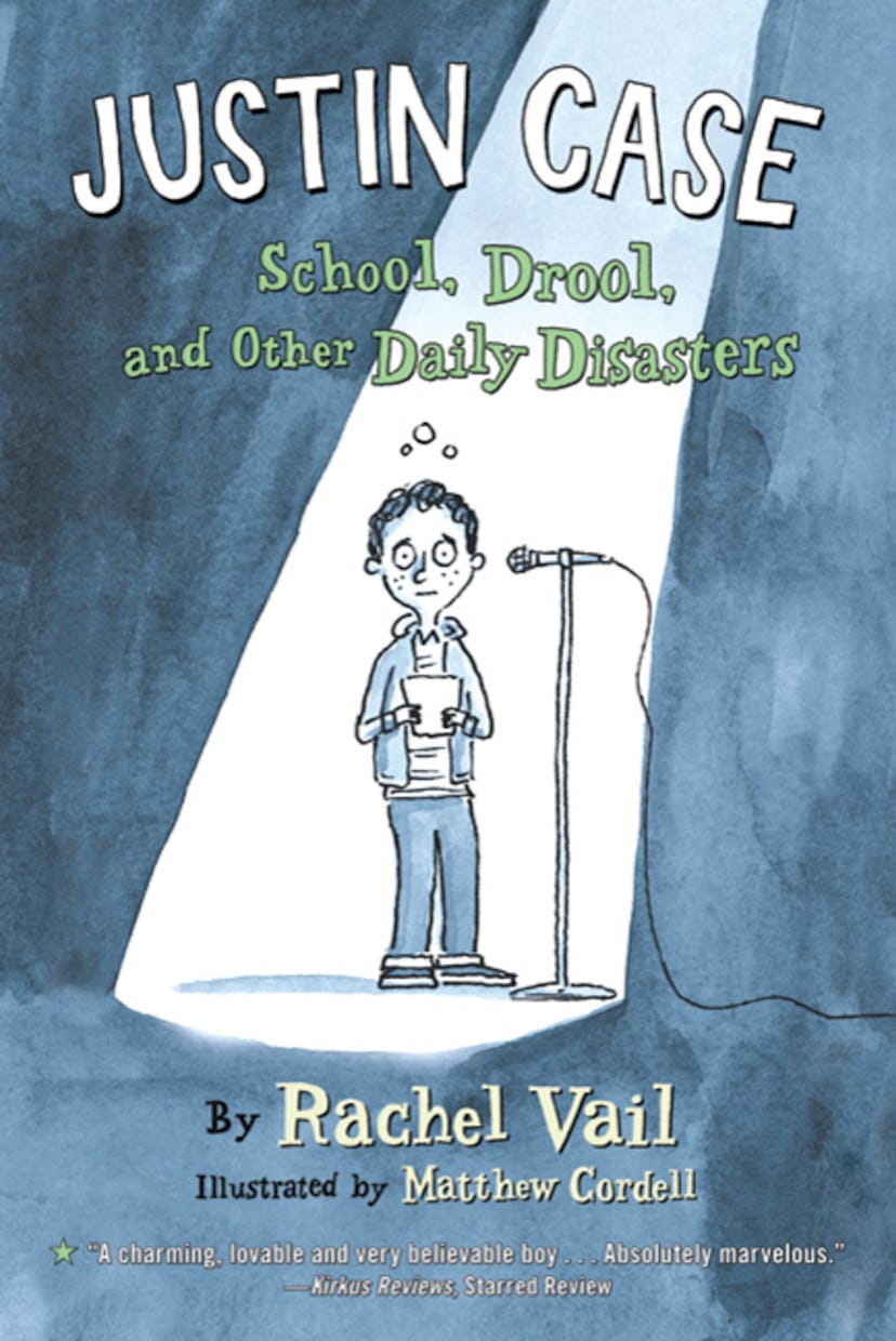 The cover of 'Justin Case: School, Drool And Other Daily Disasters' by Rachel Vail